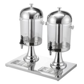 Beverage Dispenser, 2.1 Gallon x 2 Drink Dispenser for Parties, Stainless Steel + Plastic Juice Dispensers with Spigot Ice Chamber Tray