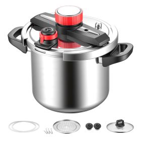 Pressure Cooker, 8Qt Pressure Cooker Stainless Steel, Pressures Canner with Steaming Rack, Tempered Glass Lid, Three Pressures Settings for Meat