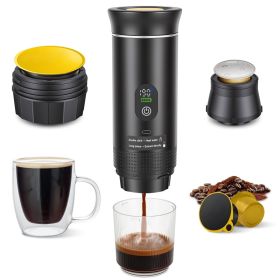 3 In 1 Portable Espresso Machine Cordless Mother Day Self Heating Coffee Maker With 7500mAh Battery Heating 20Bar Pressure Anti Dry Burn Fit For (Option: Black)