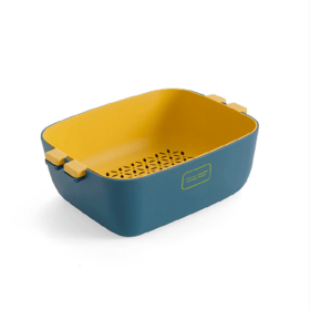 1pc 2 In 1 Multifunction Kitchen Colander; Strainer And Bowl Set; Double Layered Stackable Colander; Fruit And Vegetable Strainer; Drain Basin An (Color: Purplish Blue, size: large)